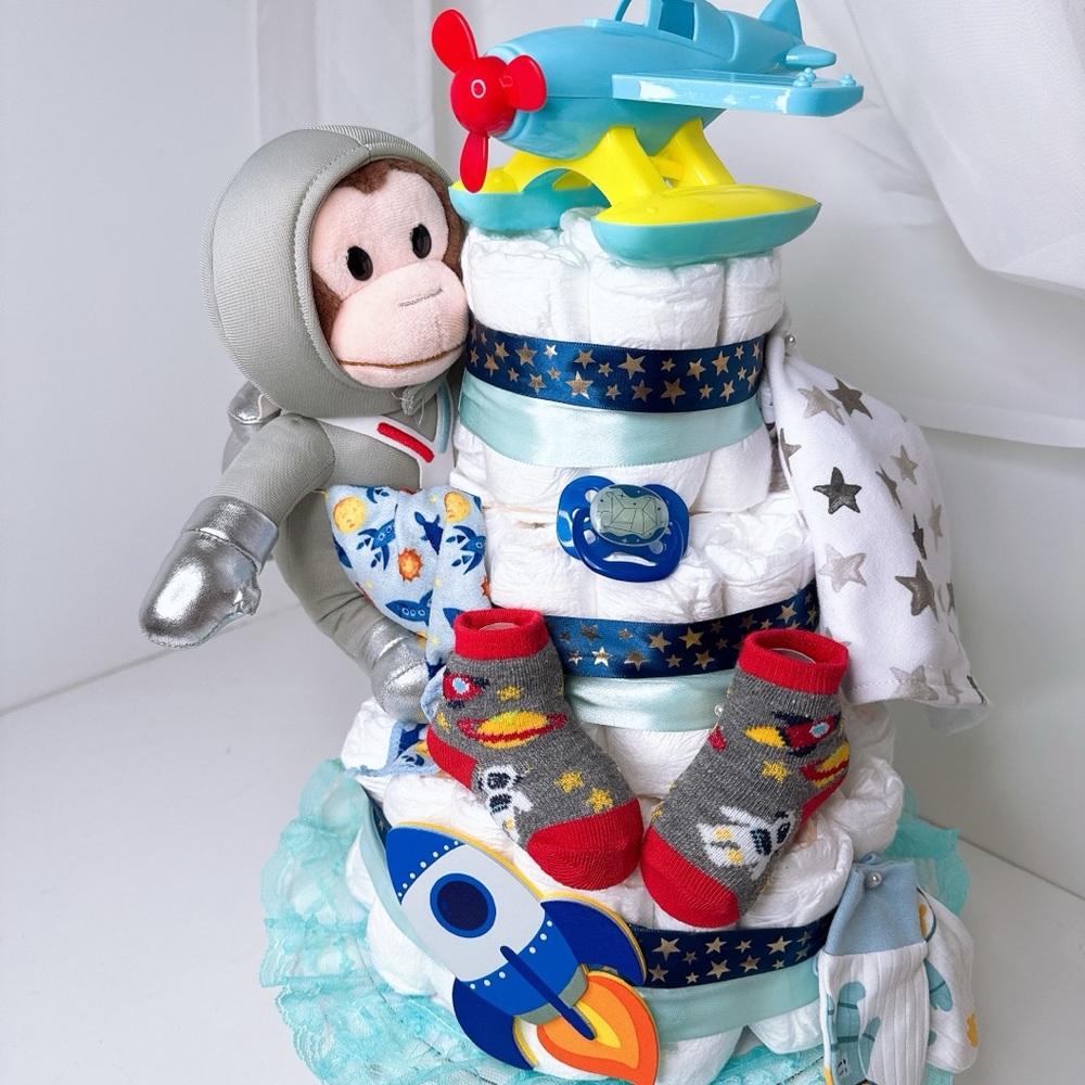 Astronaut Diaper Cake, Baby Shower gift - Picture 7 of 7